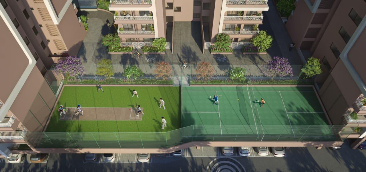 Cricket and tennis courts